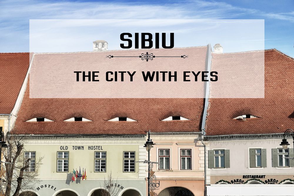 view of a typical street in the center of romanian city sibiu